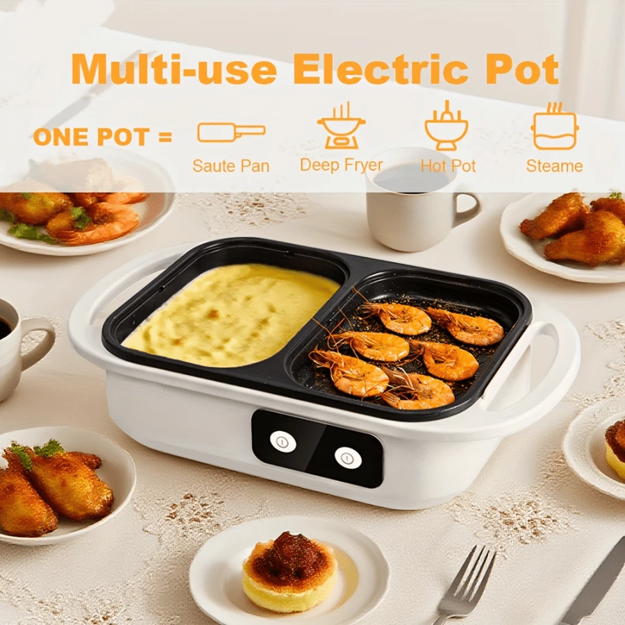 Lẩu và vỉ nướng điện đa năng, bộ lẩu và vỉ nướng mini dành cho ký túc xá. - Phích cắm loại EU E (220-240V) - Xem 1