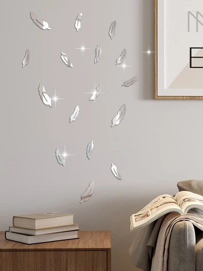 16 Miếng Dán Tường Gương Hình Lông Vũ, Tranh Gương 3D Toàn Diện Tự Làm Trang Trí Nhà Cửa, Tấm Gương Acrylic, Gương Nhựa, Thích Hợp Cho Phòng Khách, Phòng Ngủ, Tường Sau Ghế Sofa, Trang Trí Nhà Đơn Giản, Miếng Dán Hiện Đại, Quà Tặng, Trang Trí Phòng Khách, Làm Mới Phòng Ngủ, Sáng Tạo Nhà Bếp, Trang Trí Phòng Tắm