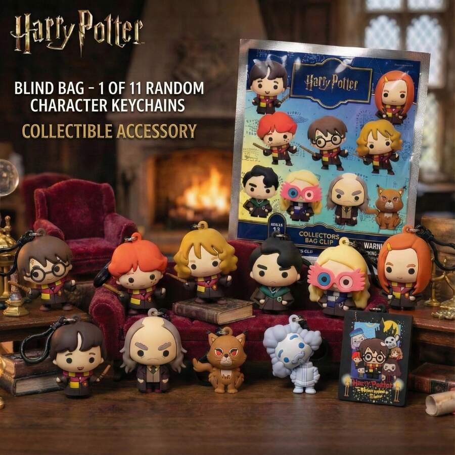 哈利波特官方授权盲盒钥匙扣（1个）- 3D泡沫神秘盒人偶包夹&挂饰拉链头钥匙圈背包配件收藏盲盒礼物 - 哈利 罗恩 赫敏 汤姆 卢娜 金妮 纳威 阿格斯 尼克 - 彩色 - 查看 1