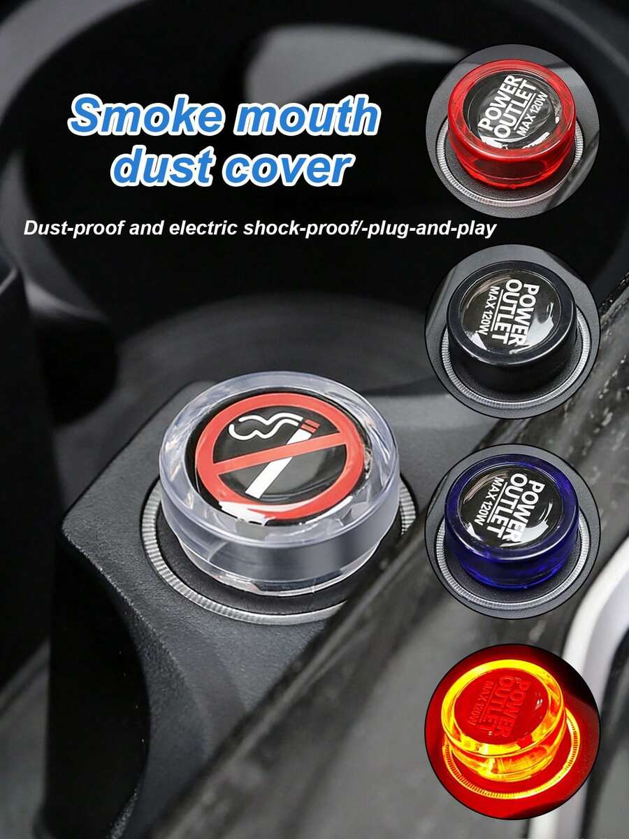 2pcs Car Ashtray Dust Cover - Transparent ABS Dust-Proof And Shock-Proof Design, Suitable For All Car Models, Decorative Power Socket Cover, Dust-Proof Plug Protection, Car Socket Protection Cover