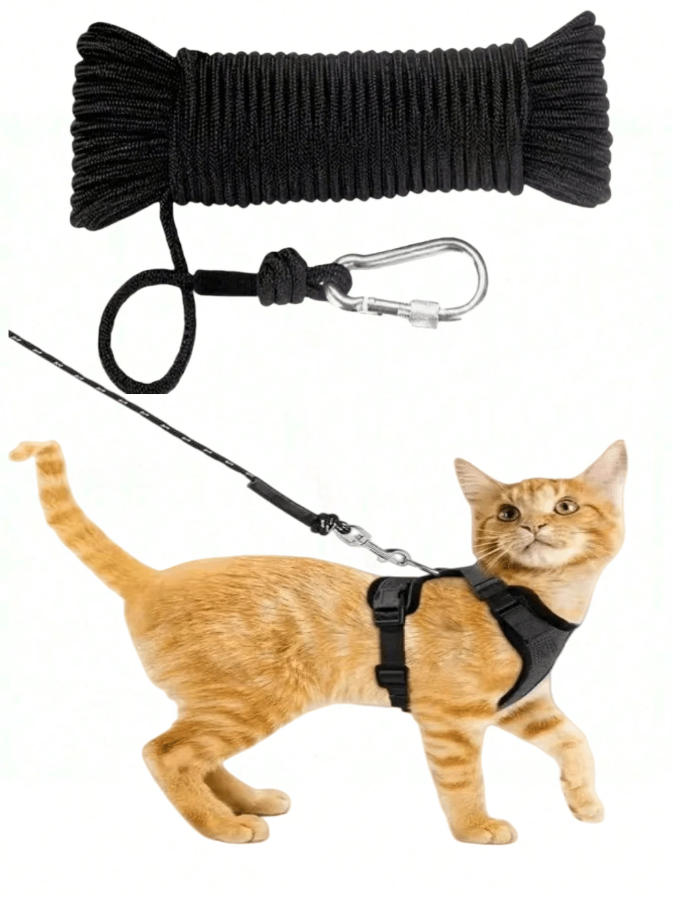 Ultra-Lightweight Cat-Shaped Rope - Extra Long Length And Ultra-Thin, Can Also Be Used As Tent Rope, Outdoor Clothing Drying Rope, Suitable For Exciting Outdoor Garden Adventures - Black - View 1