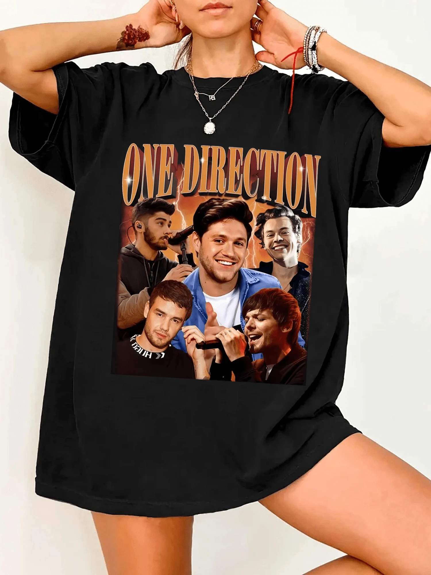 One D-Direction Graphic Image Of The Group 1D Shirt - Black - View 1