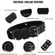 Heavy Duty Tactical Dog Collar, Padded Adjustable Nylon K9 Collar With Sturdy Metal Buckle, Military Dog Collar Suitable For Medium To Large Dogs Training, Walking, Hiking - Multicolor - View 4