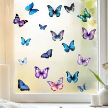 1/5pcs Reusable Pink Butterfly Window Stickers, Double-Sided Electrostatic Adsorption, Suitable For Bedrooms, Living Rooms, Kitchens, Bathrooms, Classrooms, And Home Decor. - Multicolor - View 6