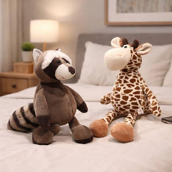 15厘米/25厘米森林动物毛绒玩具，柔软蓬松，狮子/浣熊/狐狸造型，是完美的房间装饰、教室装饰、包包装饰、汽车装饰、派对装饰，也是儿童生日、万圣节、感恩节、圣诞节派对的特别礼物。