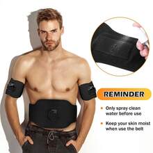 1set Smart 10 Modes One-Touch Operation Breathable Neoprene EMS Muscle Stimulator Kit, Sleek Black Portable Abdominal Toning Belt With Body Patches, Rechargeable Design, Perfect For Fitness, Slimming, Muscle Recovery, Home Workout, Ideal Gift For Fitness Enthusiasts & All-Year Daily Wellness Use - Black - View 8