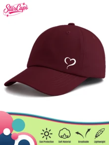 1 Pc Unisex Classic Solid Baseball Cap - Minimalist Hand-Drawn Heart Graphic Print - Multi-Color Options Available - Adjustable Low Profile Sun Hat For Valentines Day, Couples & Casual Daily Wear,Summer,Beach - Love - View 9