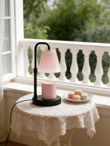 1pcs Candle Warmer Lamp (With Timer), Frosted Eye-Protect Shade, Electric Wax Melter, Adjustable Height, Warm White Night Light, Metal Base, Perfect For Bedroom/Desk Decor & Housewarming Gifts For Women - US A Type Plug(110-127V) - View 7