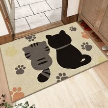 1 pieza Felpudo de entrada/baño con diseño de gato de dibujos animados/Felpudo antideslizante y fácil de limpiar para balcón/Silueta adorable de gato/Felpudo decorativo para el hogar/Felpudo de baño/Felpudo de entrada, dormitorio y mesita/Felpudo con huella de gato resistente a la suciedad y lavable/Felpudo de entrada universal para todas las estaciones - multicolor - Ver 4