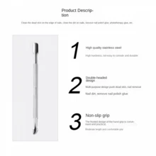 [Stainless Steel Manicure Tools] Ins Style Durable Manicure Tools 2-In-1 Steel Cuticle Pusher & Remover Dual-Head Stainless Steel Household Set - Multicolor - View 6