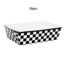 10pcs/20pcs/30pcs Black And White Checkered Paper Food Trays Racing Party Food Boat Black And White Plaid Serving Tray For Racing Theme Birthday BabyShower Party Popcorn Nacho Snack Hot Dog - Black and White - View 7