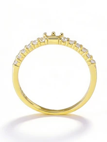 Flyleaf 1pc Elegant Luxury 925 Sterling Silver 18K Gold Plated Crown CZ Stone Ring, Personalized Jewelry Gift For OL/Commute - Gold - View 6