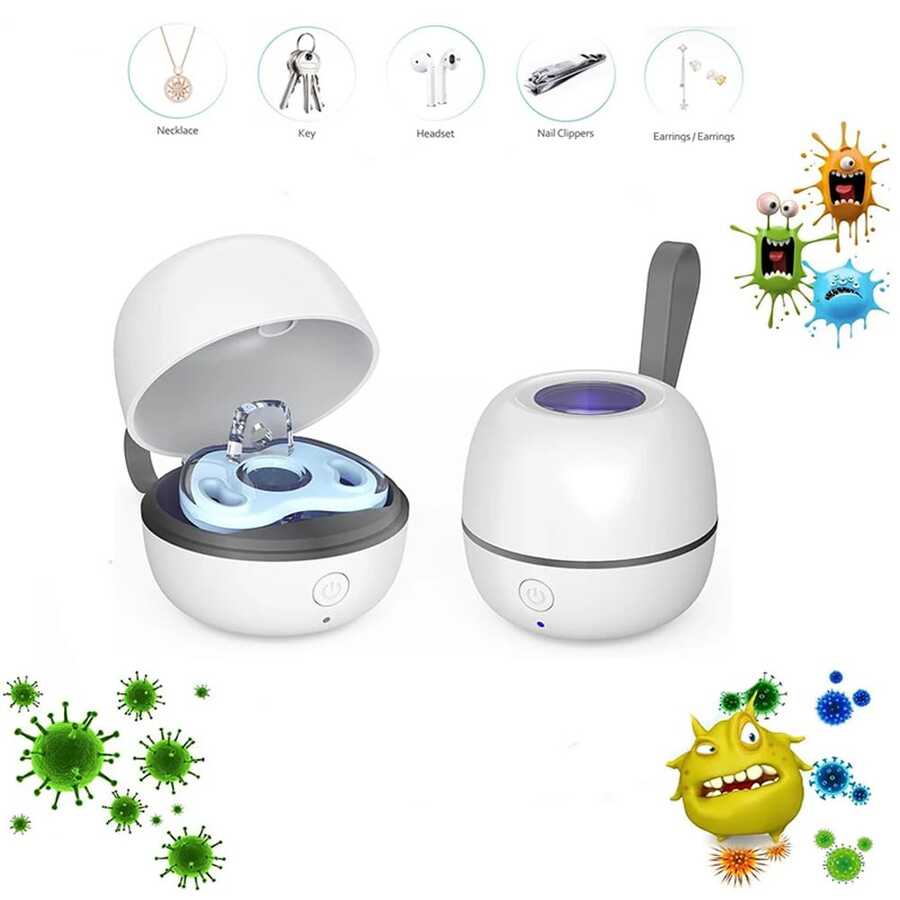 Esterilizador de chupete portátil recargable, caja de almacenamiento con desinfección UV para chupetes, joyas, llaves, cortaúñas, etc. - Blanco - Ver 1