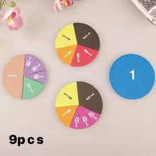 1pc EVA Educational Tool For Teaching Fractions - 9pcs Set Auxiliary Display Addition And Subtraction, Scientific Learning Model - Multicolor - View 7