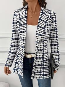 Áo blazer kẻ caro thanh lịch, áo blazer tay dài đa năng phù hợp mặc hàng ngày. - Nhiều màu - Xem 1