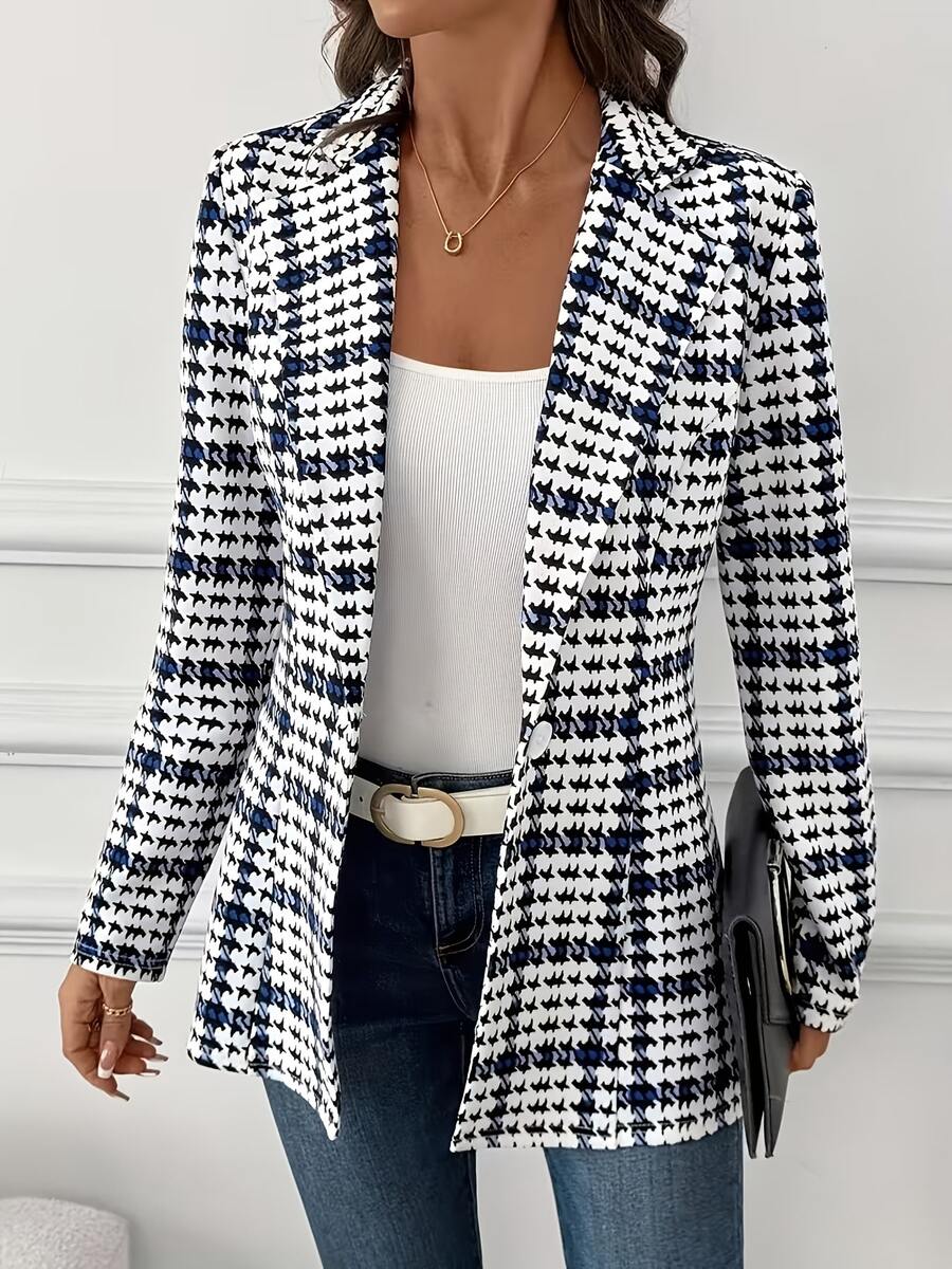 Áo blazer kẻ caro thanh lịch, áo blazer tay dài đa năng phù hợp mặc hàng ngày. - Nhiều màu - Xem 1