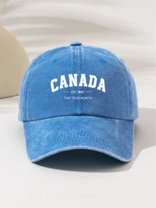 1pc "CANADA -EST 1867-THE TRUE NORTH" Printed Design, Fashionable Gift For Family And Friends, Suitable For All Seasons, Outdoor Sports, Lightweight And Portable,Summer,Beach,Hat,Holiday,Travel - Washed Baseball Cap - View 11