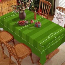 1pc Football Theme Printed Tablecloth, Green Background With Football Pattern, Suitable For Indoor/Outdoor Party And Home Decor, Rectangular Dining Table Cover - Multicolor - View 13