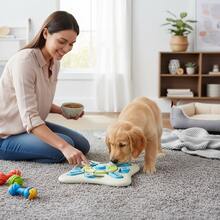 高品质互动式狗狗益智喂食器玩具，顶部带发声功能，有助于狗狗智力发展和消化，多功能趣味宠物慢食碗 - 彩色 - 查看 6