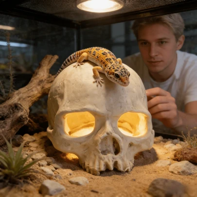 Resin Skull Aquarium Decor - Fish Tank Decorations, Suitable For Small Fish And Reptiles, Interesting Aquarium Landscape Cave Series, Aquarium Decor | Aquarium Enhancement | Interesting Aquarium Supplies, Aquarium Accessories,Accessories For Bearded Dragon, Gecko, Snake