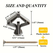 25/50 Sets Hollow Wall Anchor Bolt Kit With Screws, Self-Drilling Hollow Wall Anchors, 50 Sets Grey Butterfly Hollow Wall Expansion Anchors With Self-Drilling Galvanized Screws, Suitable For Drywall Mounting - A - View 3