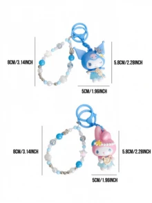 Kawaii Sanrio Characters Keychain Bracelet Clasp - Kuromi My Melody Song of the Ocean Series Pearl Bead Bag Charm with Seashell Starfish Detail, Cute Mermaid - Inspired Jewelry Gift for Girls Teens, Perfect for Phone Bag Keychain Decoration, Ideal Gift for Her/Mother Fans / Perfect for Phone Bag Keychain Decoration, Ideal Gift for Her/Mother Fans Day/Perfect SanBiftS,Perfect SanMday,Sf - 彩色 - 查看 3
