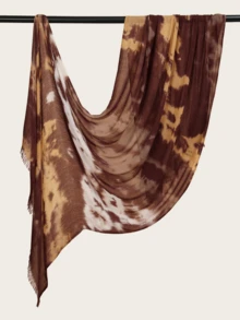 1件装女士轻薄柔软印花头巾双针包边优雅扎染穆斯林头巾 - 彩色 - 查看 20