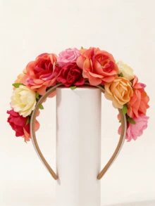 1 Peça Headband de Flor de Rosa Falsa Multicolorida, Acessório de Cabelo Casual e da Moda, Adequado para Praia, Férias, Uso Diário, Faixa de Cabelo, Verão, Férias, Viagem, Festival, Aniversário - Multicolorido - Visão 6