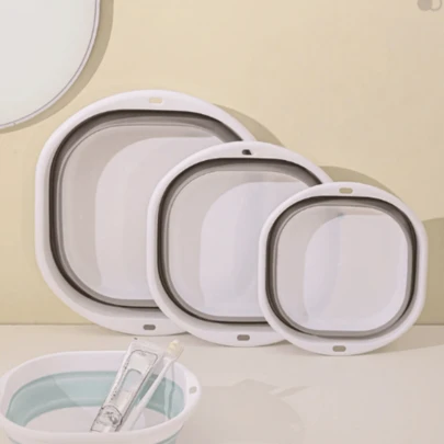 [1/3 Set] Convenient & Stylish Foldable Wash Basin, Portable For Washing Face, Vegetables, Underwear, Foot Soak - Suitable For Home, School, Office, Car, Space-Saving