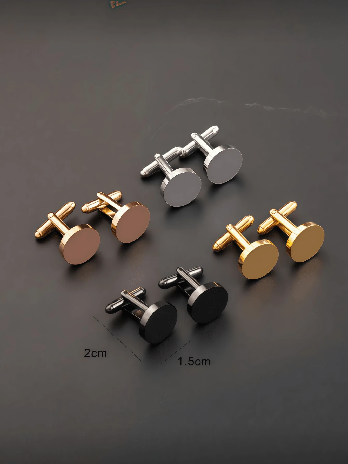 1 Pair Minimalist Elegant Basic Stainless Steel Gold-Plated Round Cufflinks, Gift For Men - Round - View 1