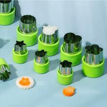 6/8/9/12 piezas Molde aleatorio de cortador de verduras, frutas, flores, animales y dibujos animados para galletas, fondant, herramientas de cocción para niños, utensilios de cocina para lonchera escolar - Combinación - Ver 6