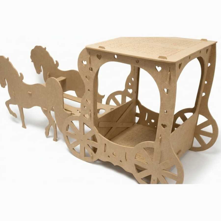 Colorful MDF Cart, Carriage, And Horse For Party Decoration - Choose Your Color - Cru - View 1