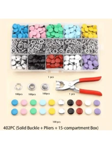 EDCUEBE7 50-200 piezas de botones a presión sólidos y huecos de colores, kit de herramientas de alicates de acero inoxidable para botones a presión, adecuado para manualidades, costura, proyectos DIY, ropa, pantalones, baberos, sombreros, zapatos, paraguas, tutorial de instalación para principiantes (mezcla aleatoria de botones a presión), excelente para regalos de vacaciones - Multicolor - Ver 14