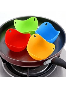 1/4件套硅胶煮蛋器，厨房烹饪工具，煎蛋盘，蛋托，蛋杯，空气炸锅煎蛋模具，切蛋器，蛋托套装，厨房烘焙配件 - 彩色 - 查看 7