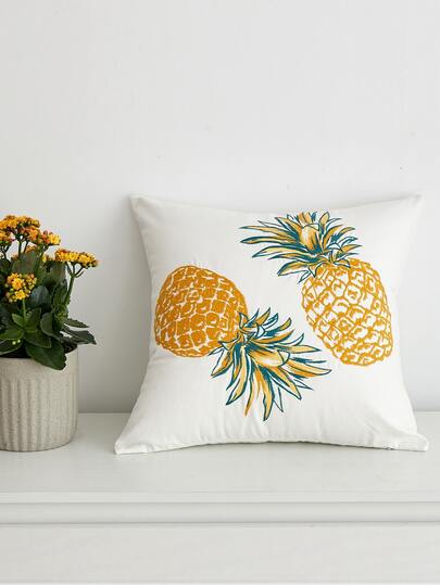 LCUHPCL 1件装精美3D刺绣彩色菠萝装饰抱枕套，适用于客厅、卧室、沙发等各种环境，春夏款