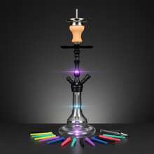 Juego de Narguile de Aluminio de 23.23 pulgadas, 1 manguera con soporte para carbón, pipa de narguile personal adecuada para bares, KTVs y salones de fumadores - Unitalla - Ver 1