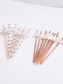 Rose Gold Paper Straws With Bride Tribe Flag, Suitable For Hen Party, Bridal Shower, Bachelorette Party, Wedding Party Tableware - Multicolor - View 7