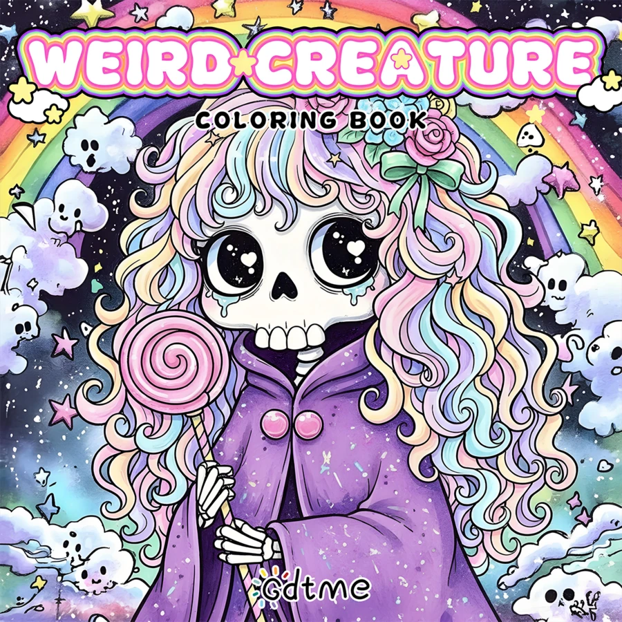 GDTME 1 Cute Ghost Adult Coloring Book - Adorable & Cozy Design, Fantasy Purple, Exploding Little Ghosts, Magic Patterns, Relaxation, Birthday Gift, Back To School Gift, Easter, Mother's Day Gift, Coloring Book, Office Supplies, School Supplies - HY-049 - View 1