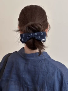 Women's Fashion Denim Blue Bow Hair Clip, Banana Clip For Bun, Ponytail, Versatile Twist Clip - Multicolor - View 3