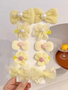 10件套公主蝴蝶结发夹，时尚发饰 - 彩色 - 查看 7