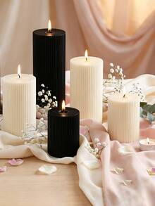 Roman Column Striped Candle, Creative Candle, Modern Home Decor For Bathroom, Living Room, Ideal For Wedding, Party, Spa, Dinner, Home Decoration, Church, Birthday, Date - Striped Wax - View 5