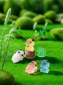 Gấu trúc mini bằng nhựa phát sáng, tượng gấu trúc nhỏ dễ thương, phát sáng trong bóng tối, trang trí nhà cửa, tiểu cảnh sân vườn (màu ngẫu nhiên) - Nhiều màu - Xem 3