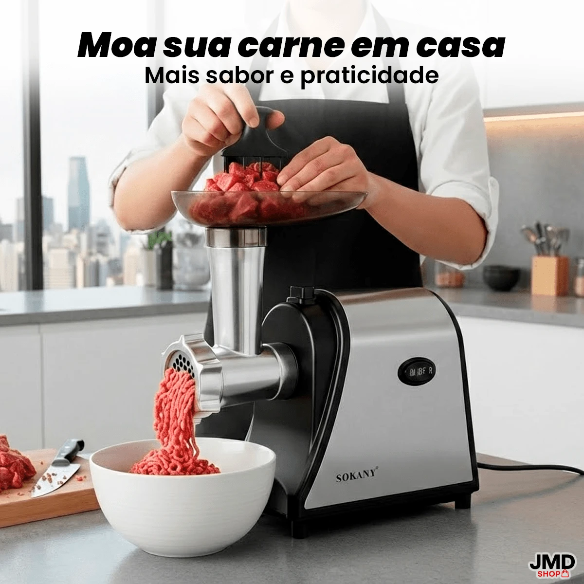 Moedor de Carne Elétrico Doméstico 1500W para Almôndegas Kibes e Recheios - Multicolorido - Visão 1