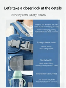 4-In-1 Baby Carrier Waist Stool, Lightweight Multifunctional Infant Carrier For Outdoor Use, All Seasons - Royal Blue - View 11