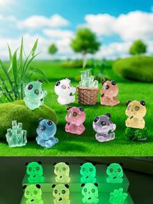 Gấu trúc mini bằng nhựa phát sáng, tượng gấu trúc nhỏ dễ thương, phát sáng trong bóng tối, trang trí nhà cửa, tiểu cảnh sân vườn (màu ngẫu nhiên) - Nhiều màu - Xem 2