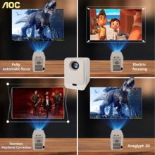 Proyector AOC 1080P con Lente Hermético Totalmente Sellado, Native 1080p y soporte 4K, 9000 Lúmenes, Auto Focus, Android 12.0, WiFi6 y BT 5.0, Pantalla 250", Compatible con Teléfono/PC/HDMI/USB, para Uso Doméstico y al Aire Libre - Champán - Ver 5