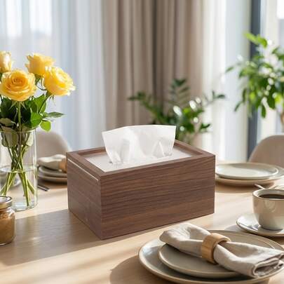 Elegant Rectangular Wooden Tissue Box - Made Of Walnut Wood, Suitable For Bathroom Cabinet, Bedside Table, And Office Desk Decor - Home Decor - Suitable For Both Men And Women - Perfect Housewarming And Wedding Gift