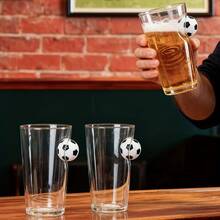 1pc Football Embedded Glass Cup, Transparent Drinking Water/Tea/Milk/Juice Cup For Home Use - Transparent - View 8