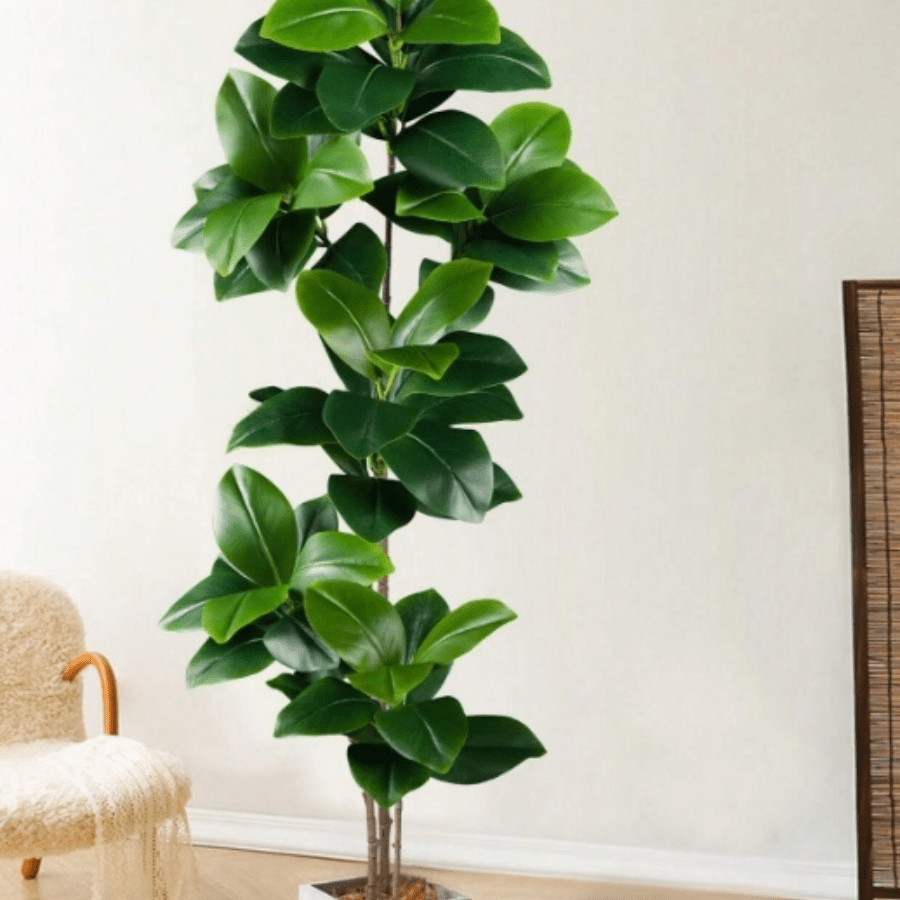 Árbol de magnolia artificial grande de 74-140 cm, árbol de goma falso, hojas de plástico de ficus, ramas verdes de ficus, sin maceta, adecuado para el hogar, el jardín, la decoración de fiestas, regalos de cumpleaños, ceremonias de graduación y otras ocasiones