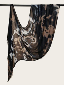 1件装女士轻薄柔软印花头巾双针包边优雅扎染穆斯林头巾 - 彩色 - 查看 11